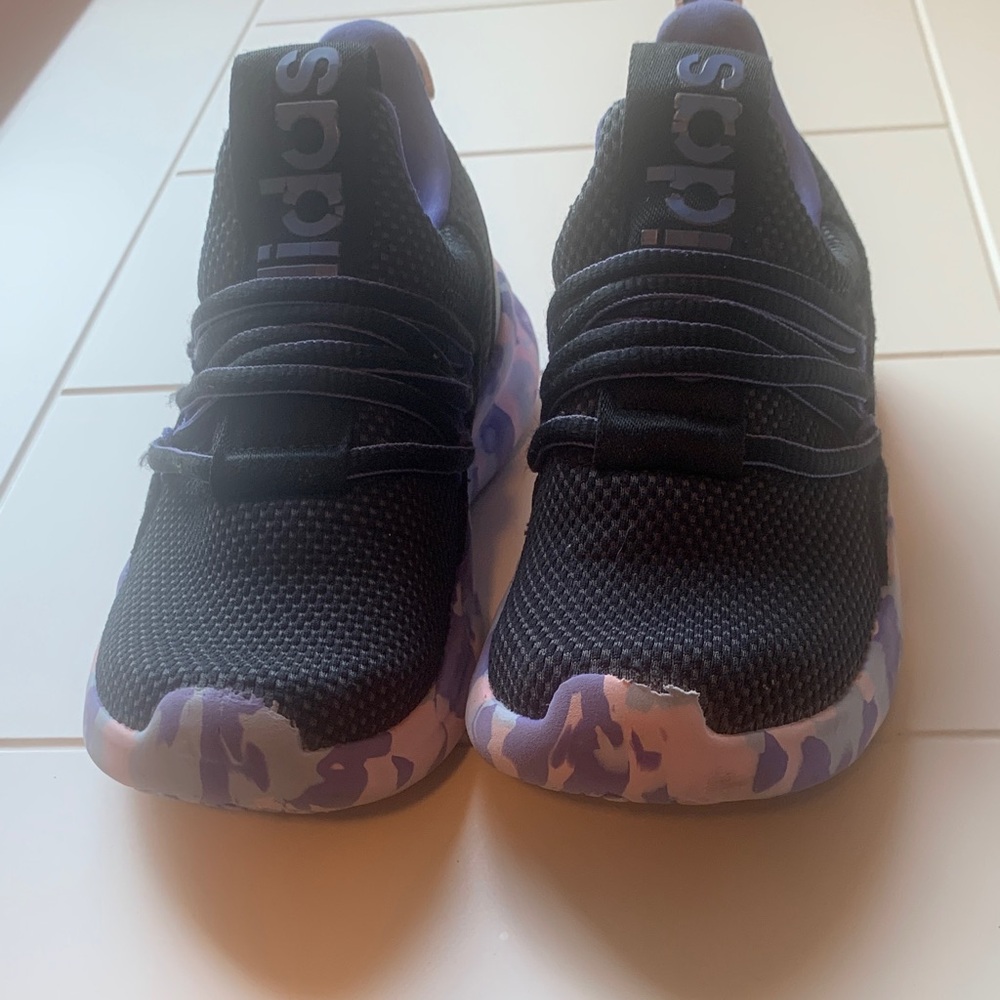 Adidas Kids Black and Lavender Sneakers